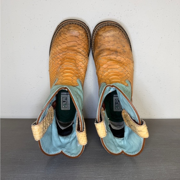 Ariat Fatbaby Heritage 14825 Snakeskin Aqua Leather Western Boots Womens Sz 6 B - Picture 3 of 9